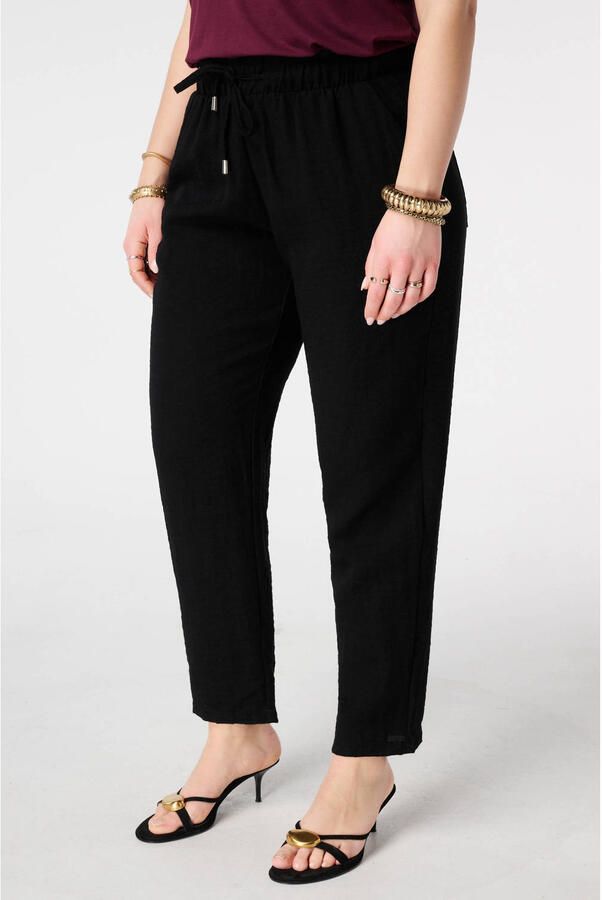 MS Mode straight regular waist broek zwart