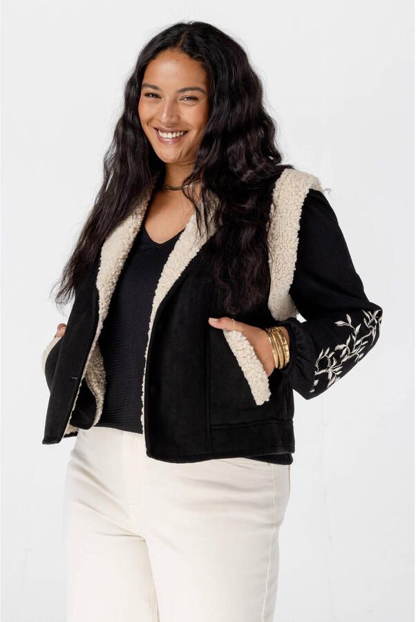 MS Mode suede gilet zwart
