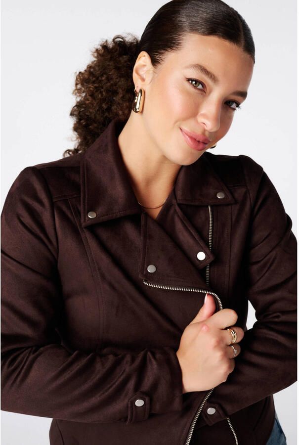 MS Mode suèdelook bikerjack Plus Size bruin - Foto 2