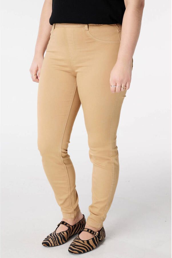 MS Mode super skinny high waist broek camel