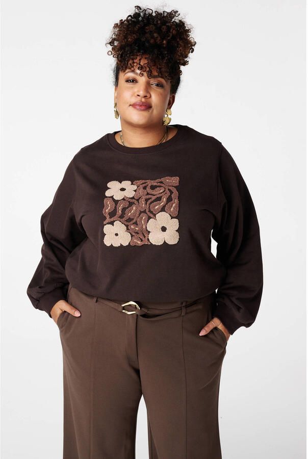 MS Mode sweater donkerbruin