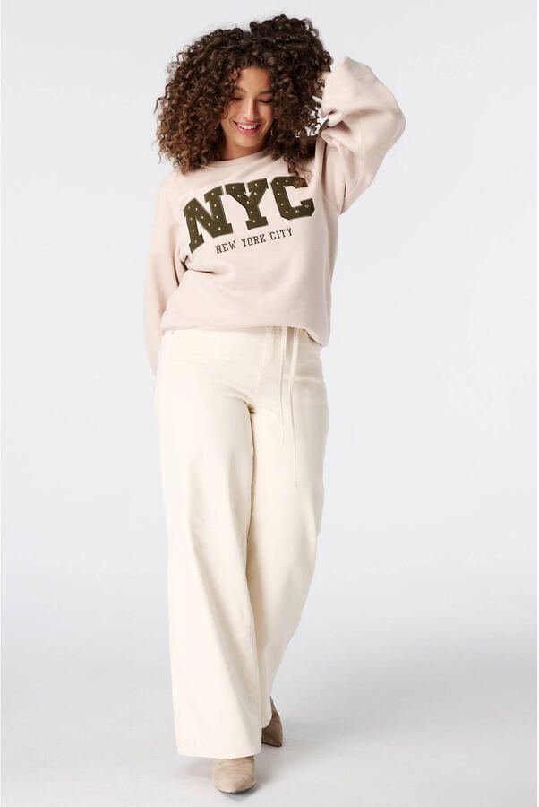MS Mode sweater met borduursels ecru kaki