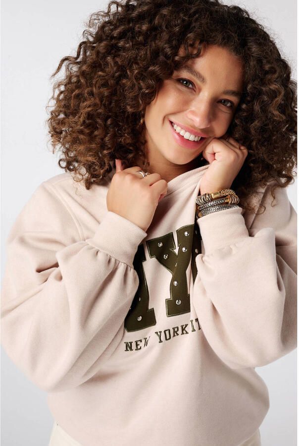 MS Mode sweater met borduursels ecru kaki - Foto 2