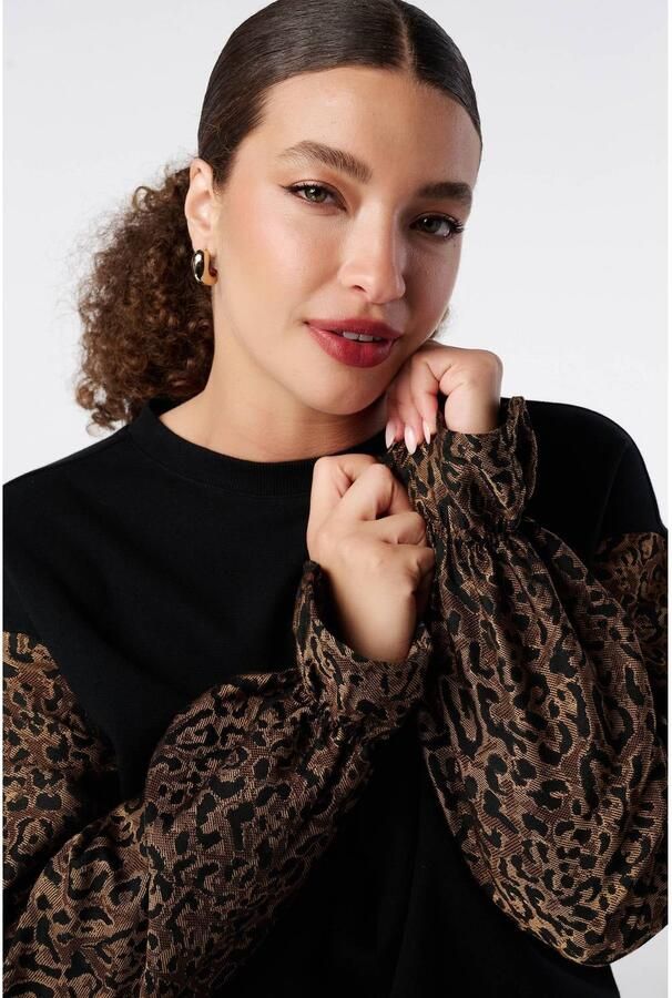 MS Mode sweater met panterprint zwart - Foto 2
