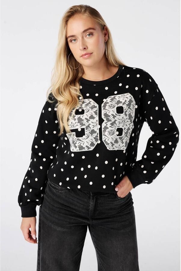 MS Mode sweater met stippen zwart wit