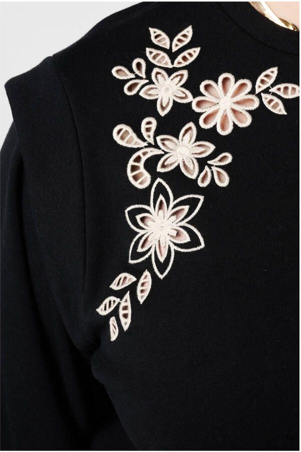MS Mode sweater zwart broderie - Foto 3