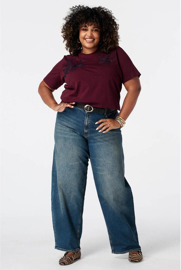 MS Mode T-shirt met borduursels Plus Size donkerrood - Foto 3
