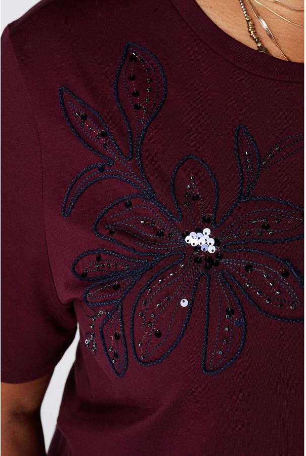 MS Mode T-shirt met borduursels Plus Size donkerrood - Foto 2