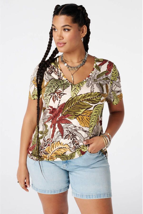 MS Mode T-shirt met print Plus Size donkergroen