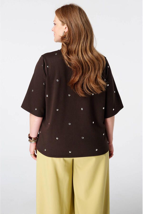 MS Mode T-shirt met studs Plus Size bruin - Foto 2
