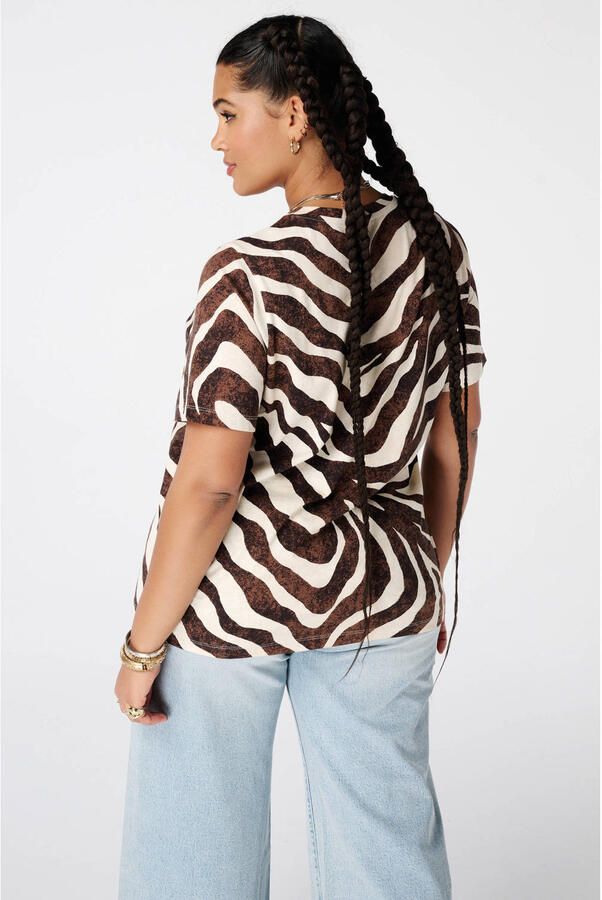 MS Mode T-shirt met zebraprint Plus Size bruin - Foto 2