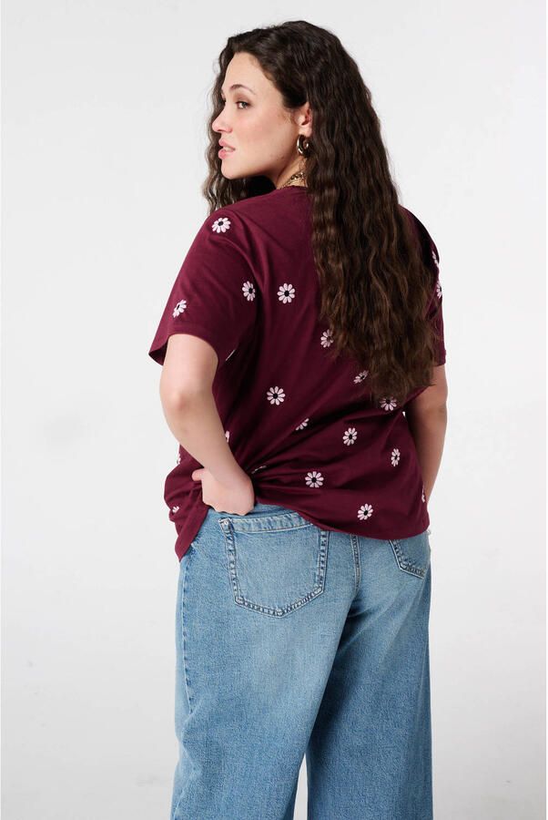 MS Mode T-shirt Plus Size met borduursels donkerrood - Foto 2