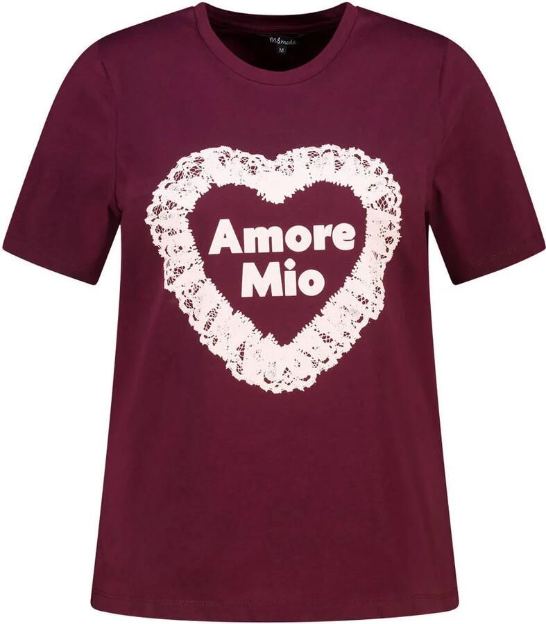 MS Mode T-shirt Plus Size met print donkerrood - Foto 2