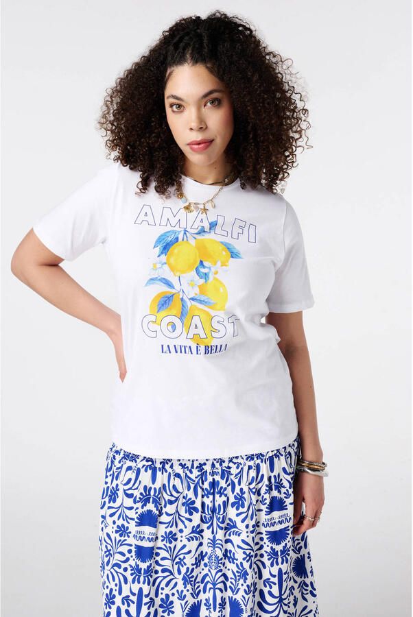 MS Mode T-shirt Plus Size met print wit