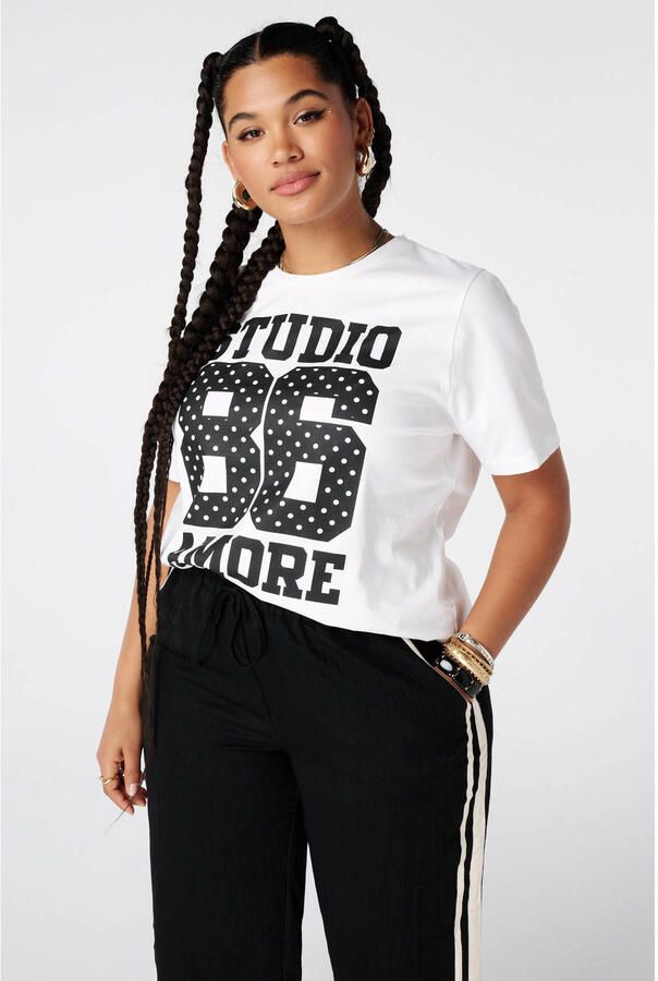 MS Mode T-shirt Plus Size met print wit