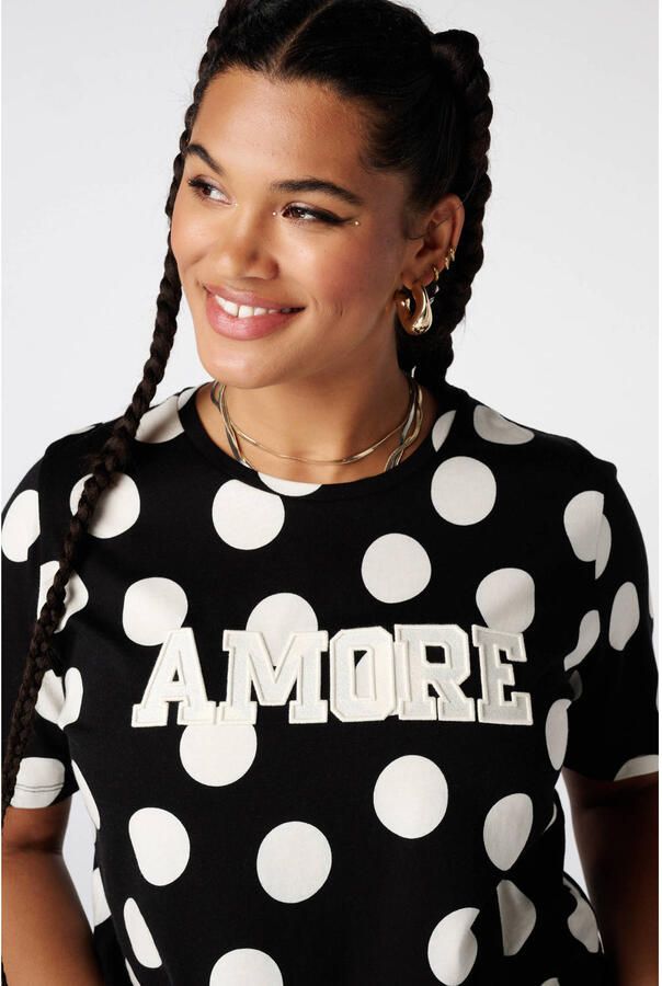 MS Mode T-shirt Plus Size met stippen zwart - Foto 2