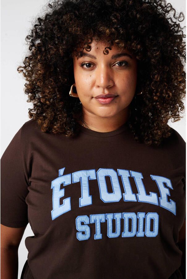 MS Mode T-shirt Plus Size met tekst bruin - Foto 2