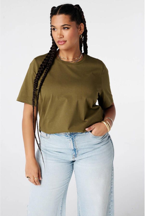 MS Mode T-shirt Plus Size olijfgroen