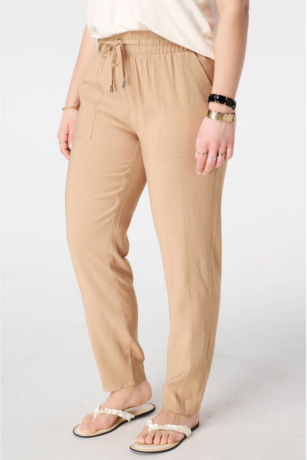 MS Mode tapered high waist broek camel