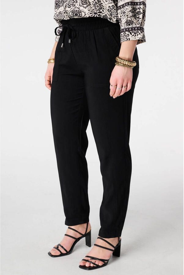MS Mode tapered high waist broek zwart