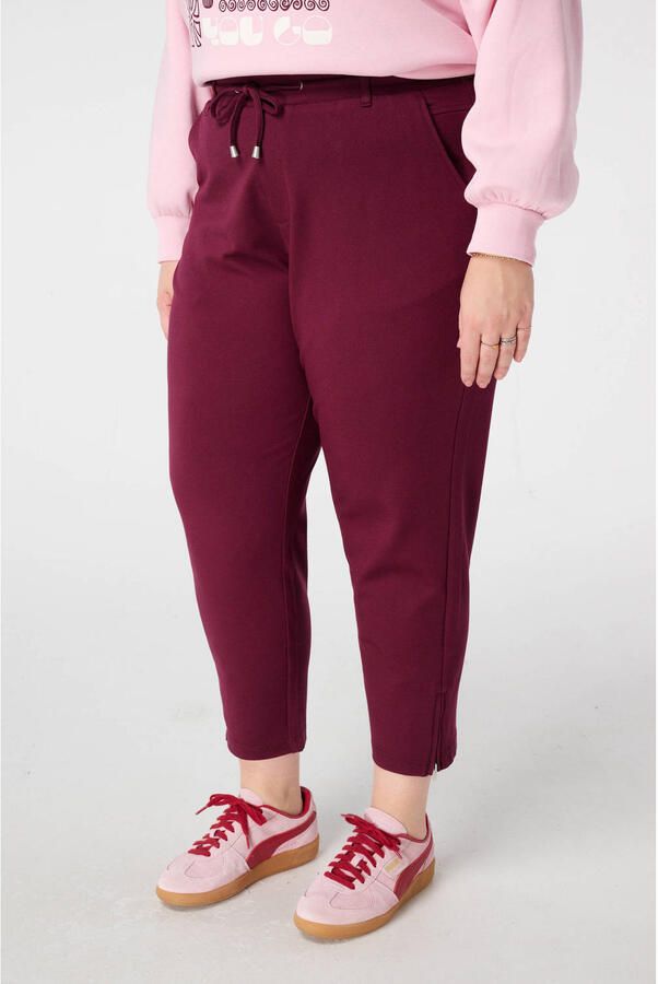 MS Mode tapered high waist casual broek aubergine