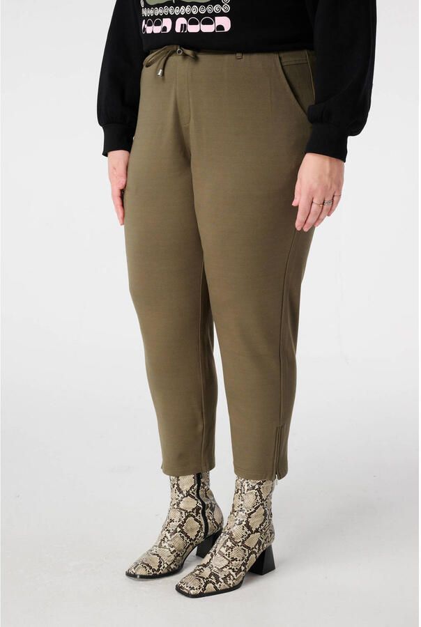 MS Mode tapered high waist casual broek kaki