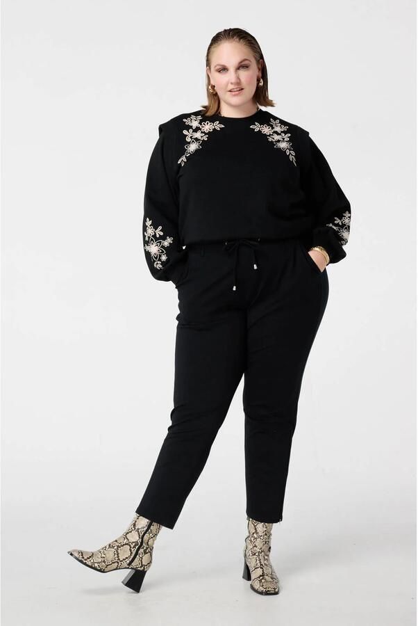 MS Mode tapered high waist casual broek zwart - Foto 2