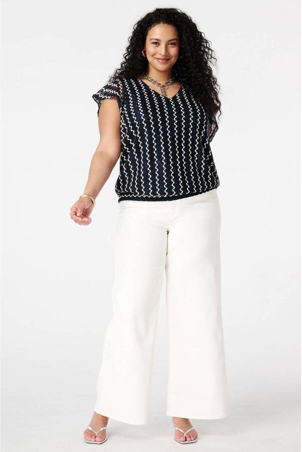 MS Mode top blauw met pailletten
