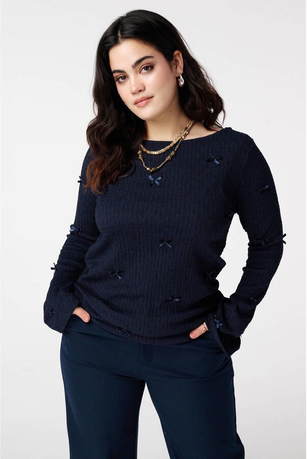 MS Mode top donkerblauw flared mouwen