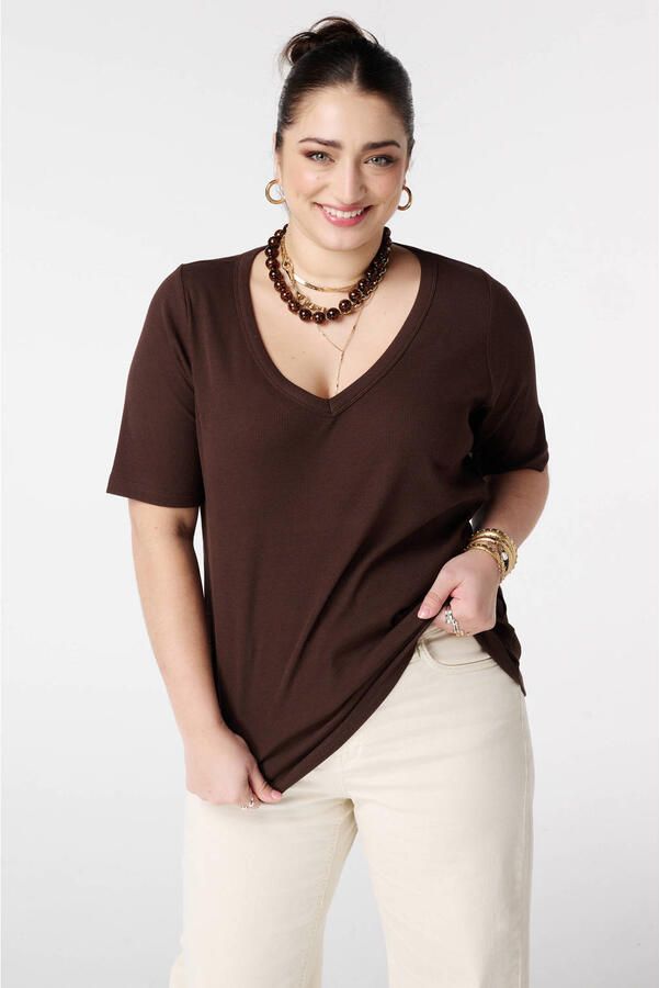 MS Mode top donkerbruin