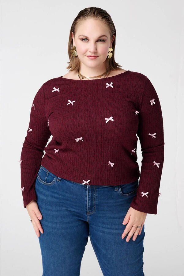MS Mode top donkerrood flared mouwen
