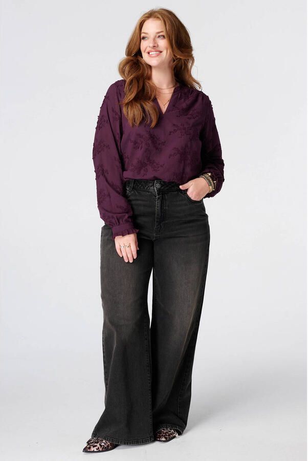 MS Mode top met borduursels Plus Size aubergine - Foto 3