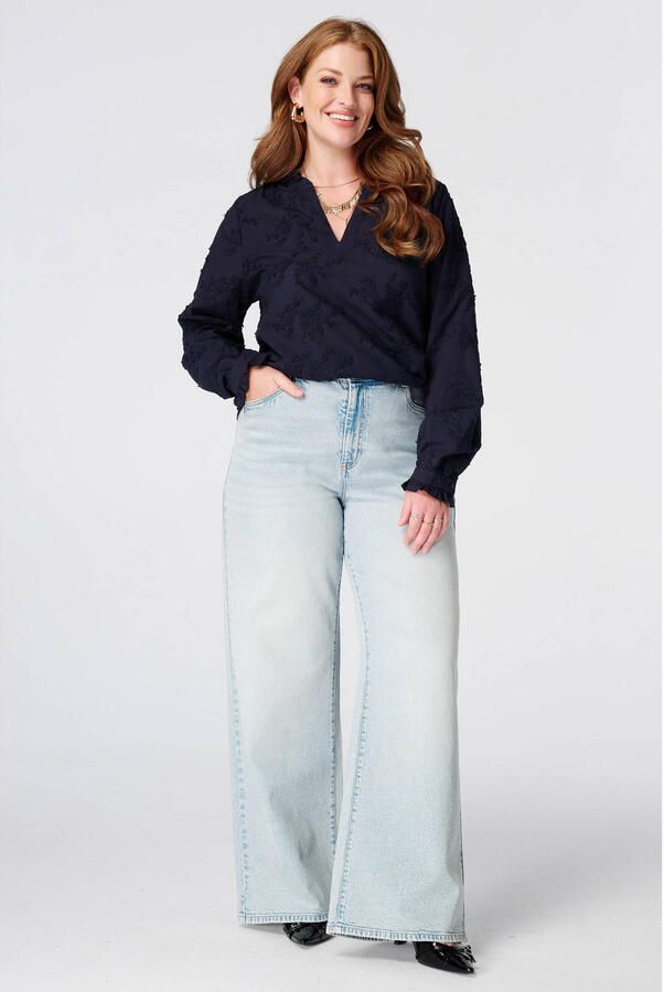 MS Mode top met borduursels Plus Size donkerblauw - Foto 2