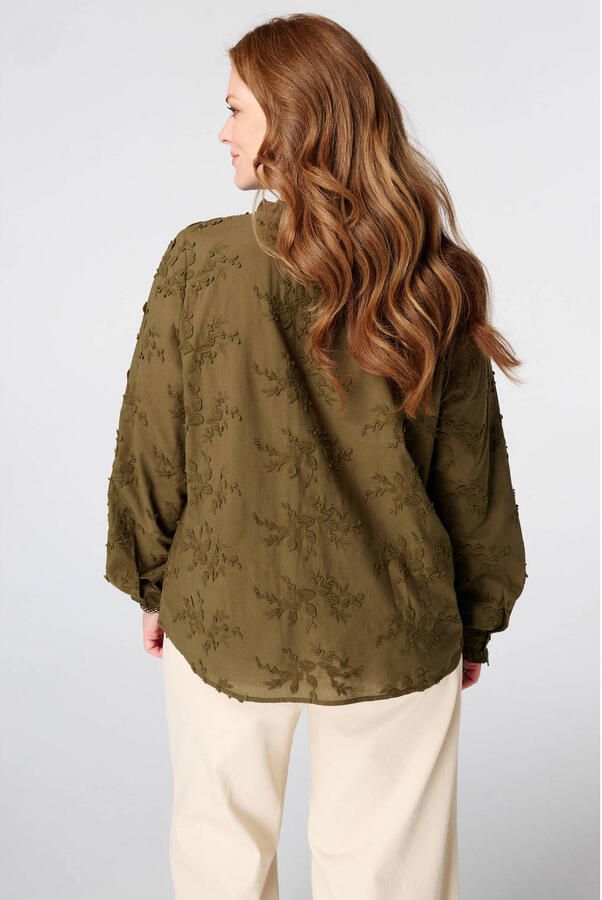 MS Mode top met borduursels Plus Size olijfgroen - Foto 3