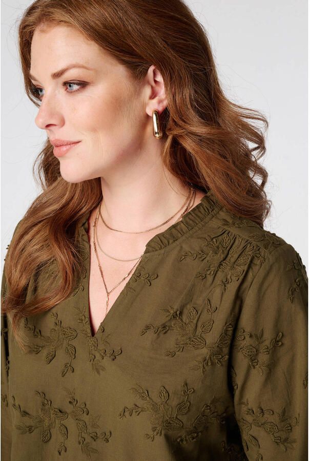 MS Mode top met borduursels Plus Size olijfgroen - Foto 2