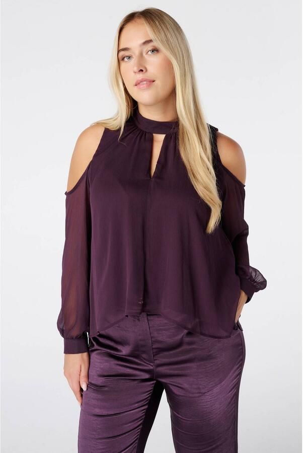 MS Mode top met cut-out aubergine