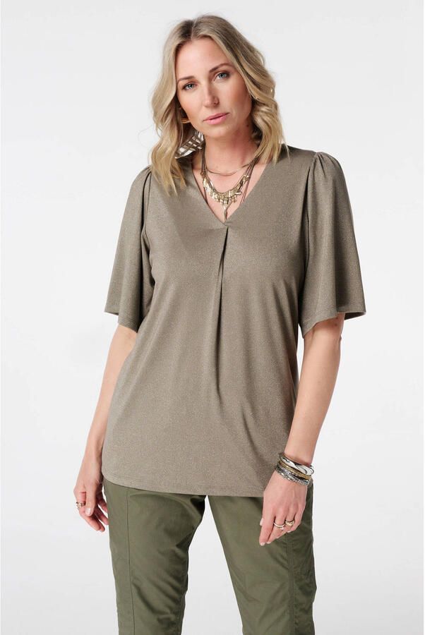 MS Mode top met lurex kaki - Foto 2