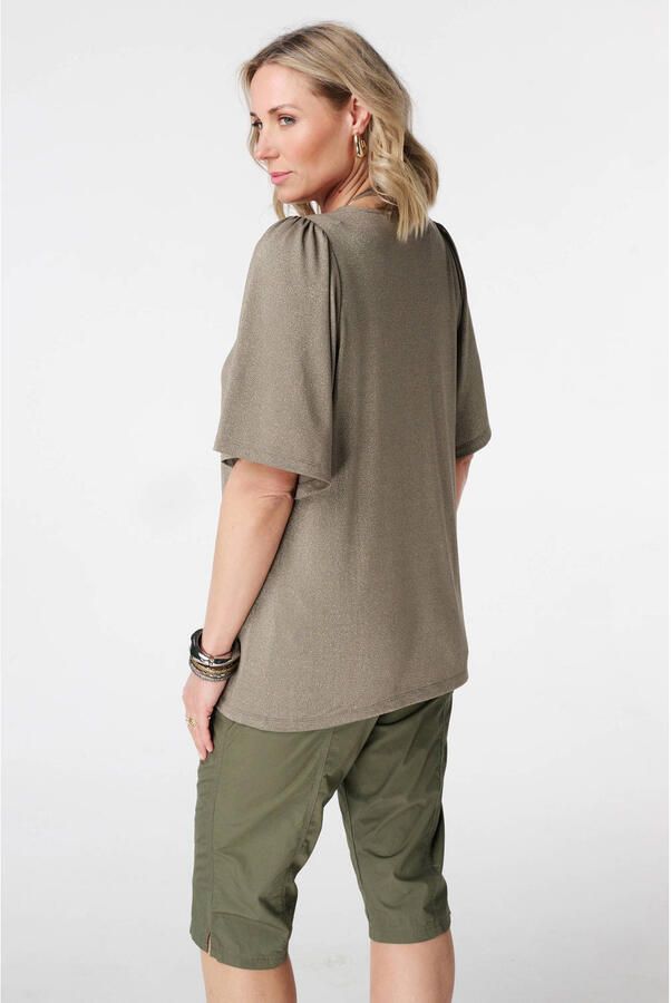 MS Mode top met lurex kaki - Foto 3