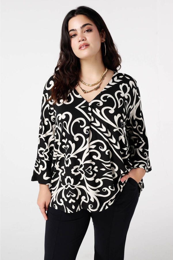 MS Mode top met paisley print zwart