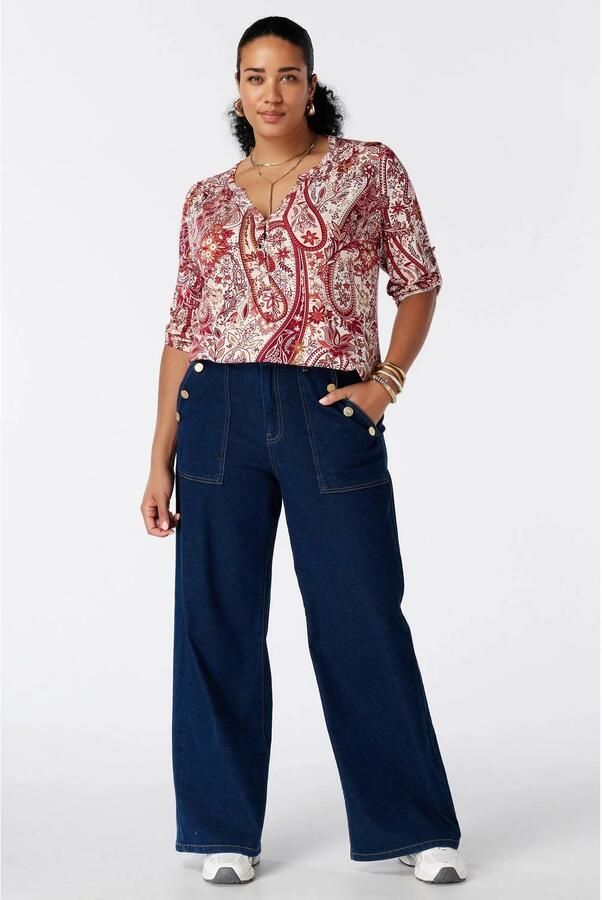 MS Mode top met paisley rood ecru