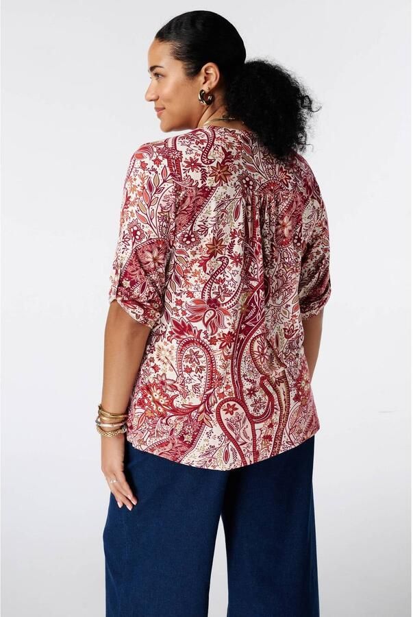 MS Mode top met paisley rood ecru - Foto 2