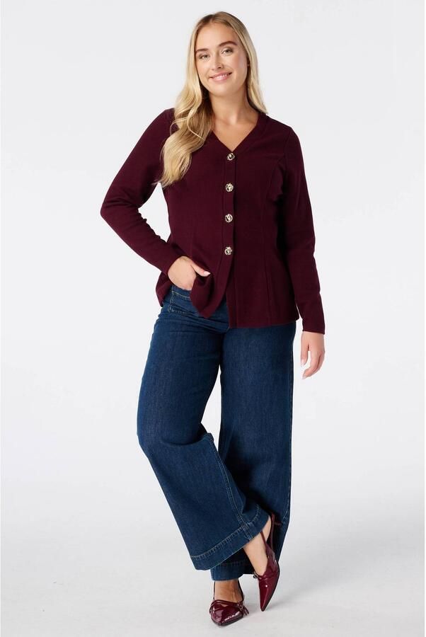 MS Mode top met peplum donkerrood
