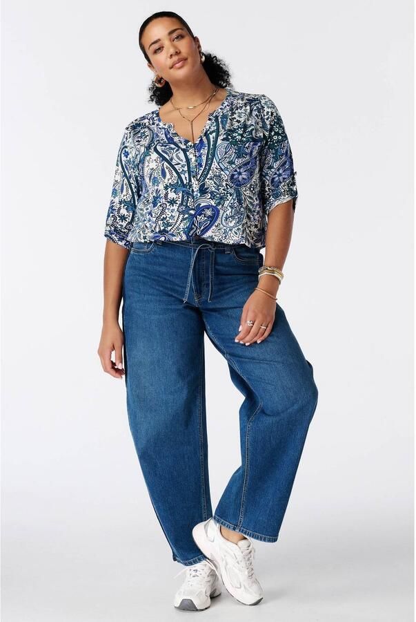 MS Mode top met print blauw wit