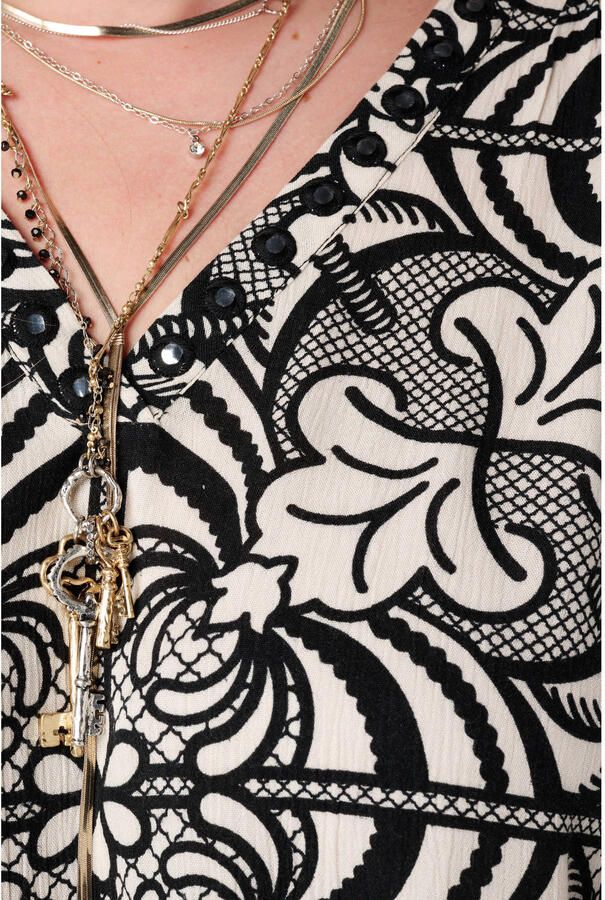 MS Mode top met print en ruches Plus Size zwart - Foto 2