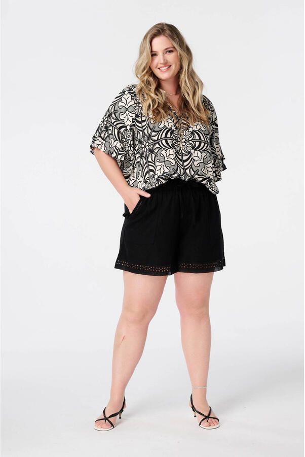 MS Mode top met print en ruches Plus Size zwart - Foto 3