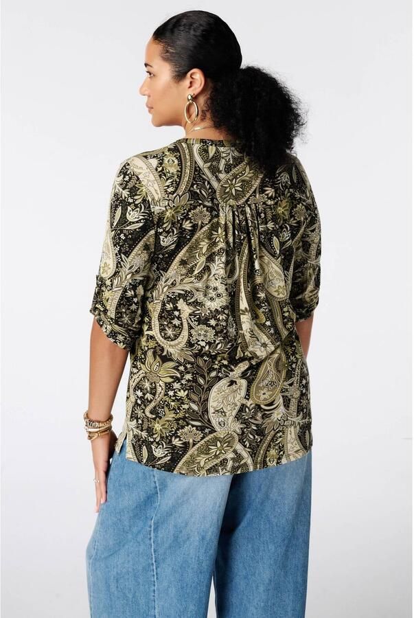 MS Mode top met print kaki zwart - Foto 3
