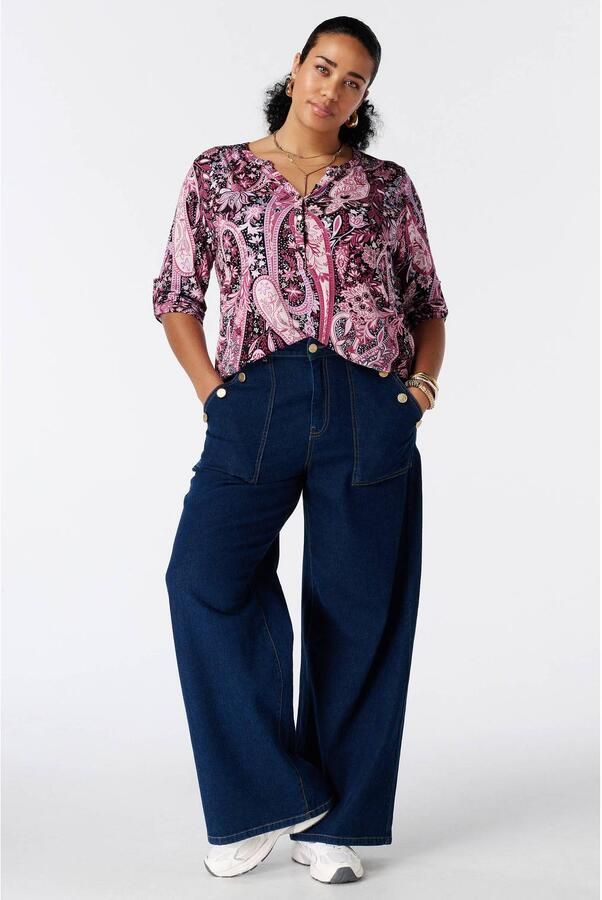 MS Mode top met print roze zwart