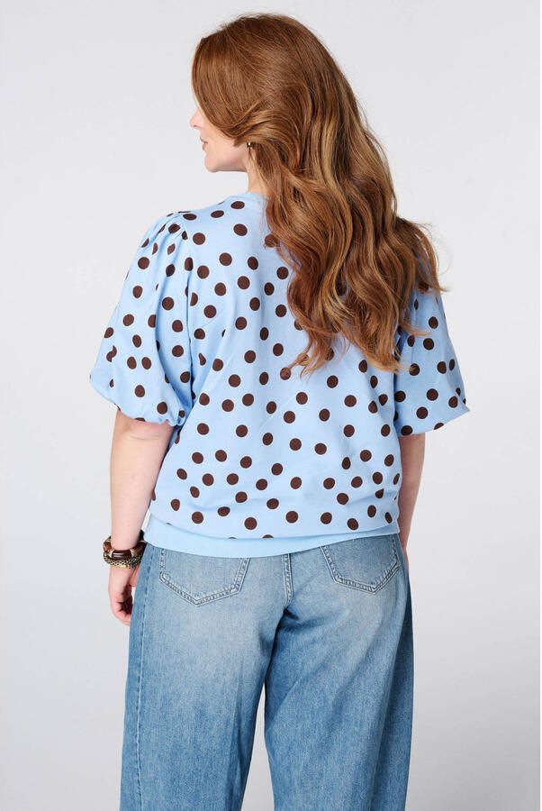 MS Mode top met stippen Plus Size blauw - Foto 3