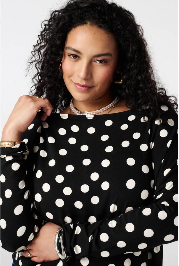 MS Mode top met stippen zwart