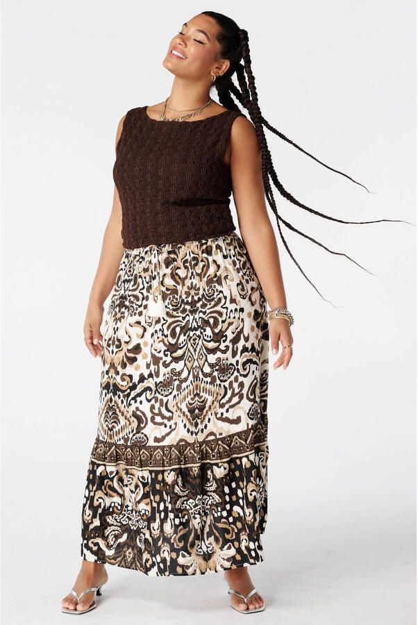 MS Mode top met textuur bruin